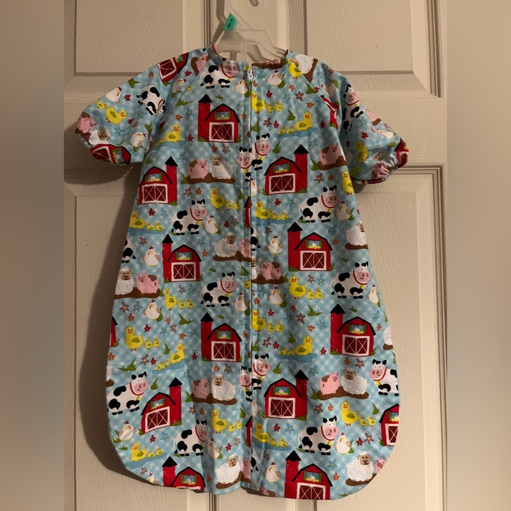 Handmade sleep sack, farm animals, newborn to 6 months